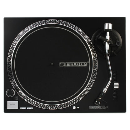 Top view of Reloop RP-1000 MK2 Belt-Drive Turntable System on white background