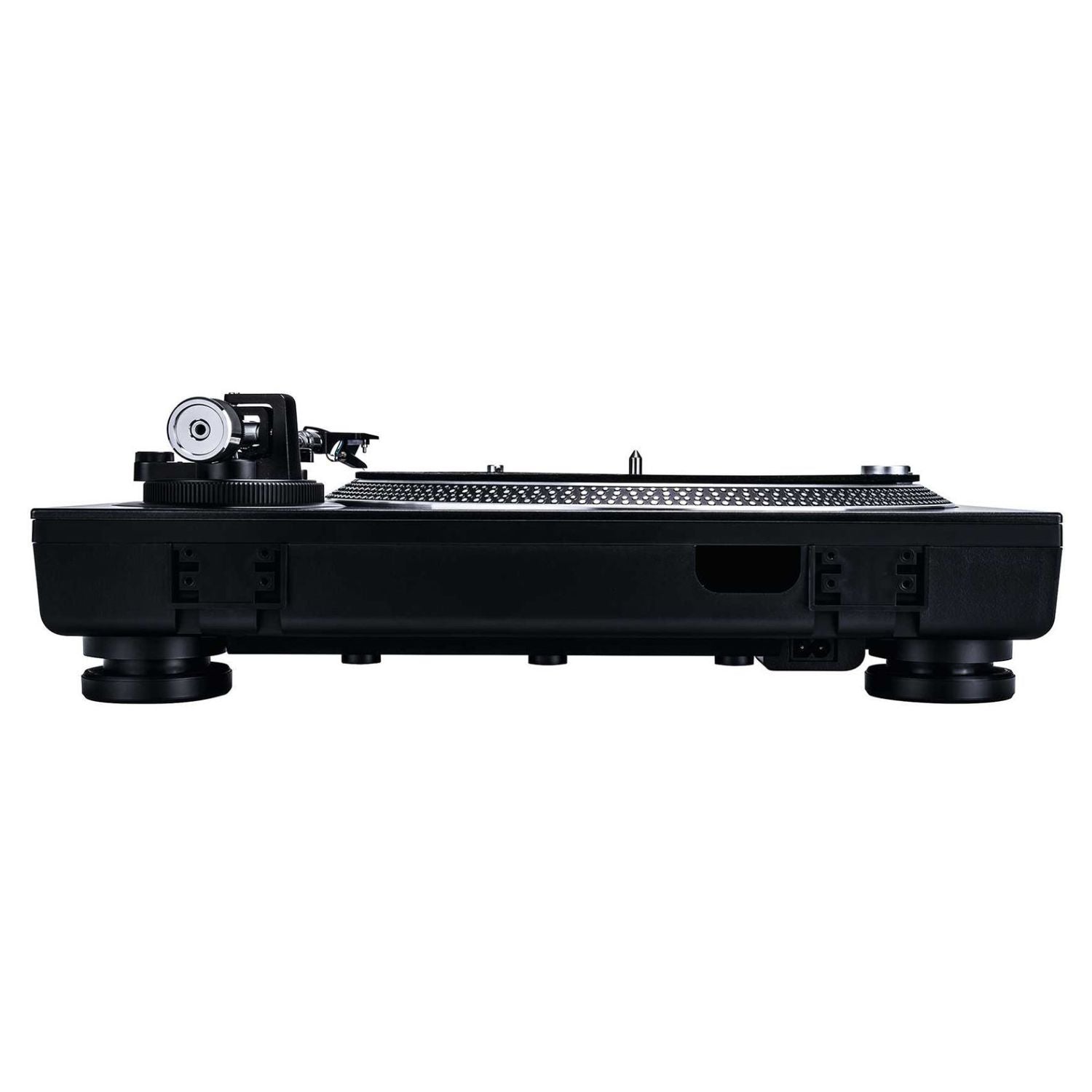 Rear view of Reloop RP-1000 MK2 Belt-Drive Turntable System on white background