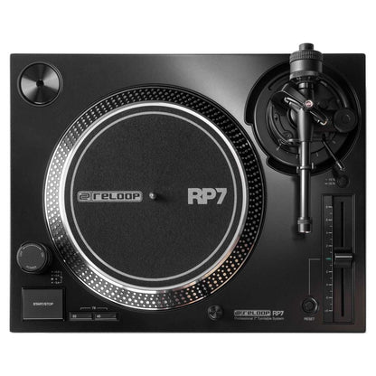 Front view of Reloop RP-7 Professional 7" Turntable System on white background