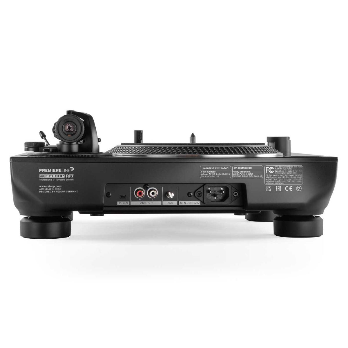 Top ports view of Reloop RP-7 Professional 7" Turntable System on white background