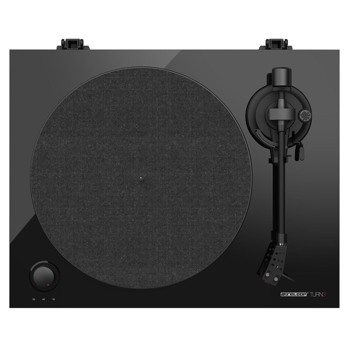 Front view of Reloop TURN 3 MK2 Premium Hi-Fi Turntable on white background