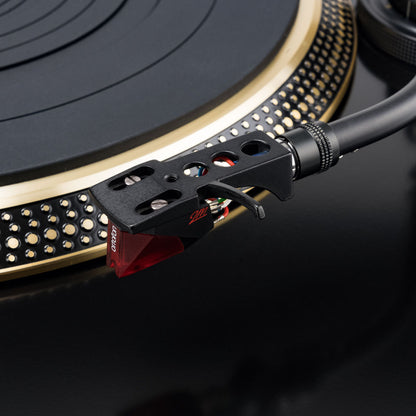 Close up stylus view of Reloop TURN5 Direct Drive HiFi Turntable