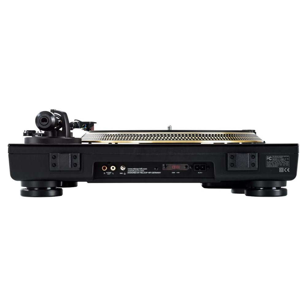 Top ports view of Reloop TURN5 Direct Drive HiFi Turntable on white background