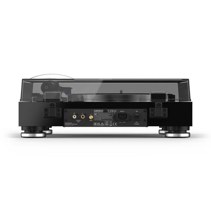 Rear ports view of Reloop TURN X Premium Class HiFi Turntable on white background