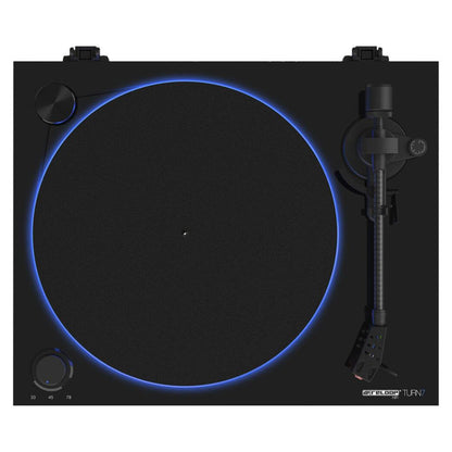 Front view of Reloop Turn 7 Premium Belt Drive USB Turntable System on white background