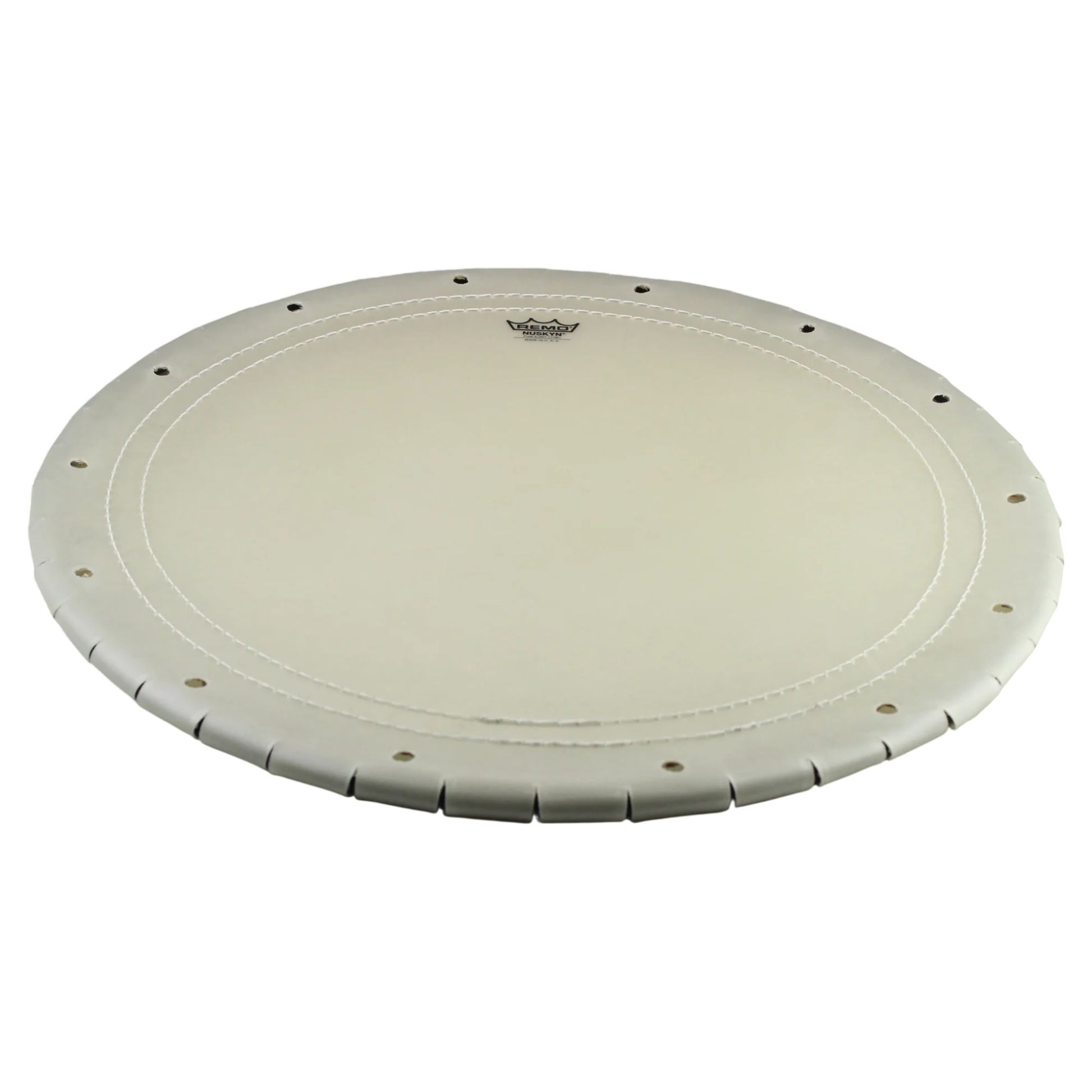 Front view of Remo Taiko Drumhead Nagado Daiko Nuskyn 20“ Outer, 16” Crown, Light on white background