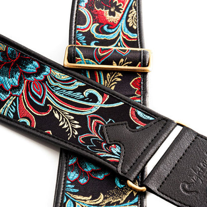 Close up view of RightOn Beppu II Guitar Strap on white background