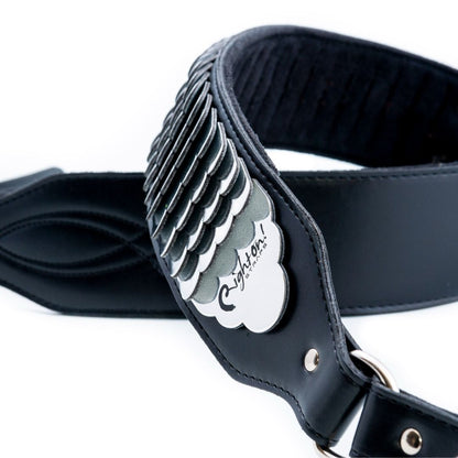 Close up view of RightOn Legend J.L. Python Guitar Strap on white background