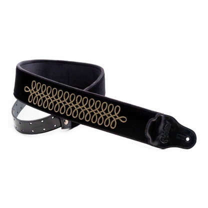 Curled view of RightOn Sgt. Peppers Guitar Strap on white background