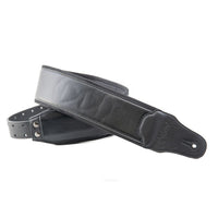 Curled view of RightOn Smooth Leather Bass Strap Black on white background