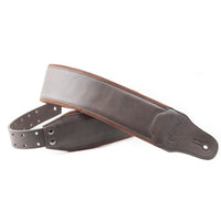 Curled view of RightOn Smooth Leather Bass Strap Brown on white background