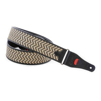 Curled view of RightOn Victoria Guitar Strap on white background