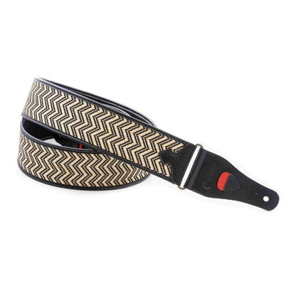 Curled view of RightOn Victoria Guitar Strap on white background