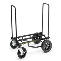 Black dolly with multiple wheels on a white background