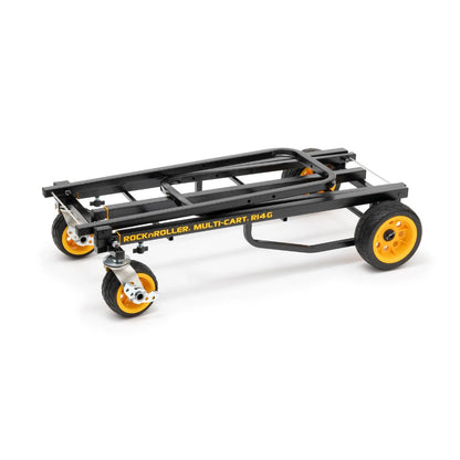 Black multi-cart with yellow wheels on a white background