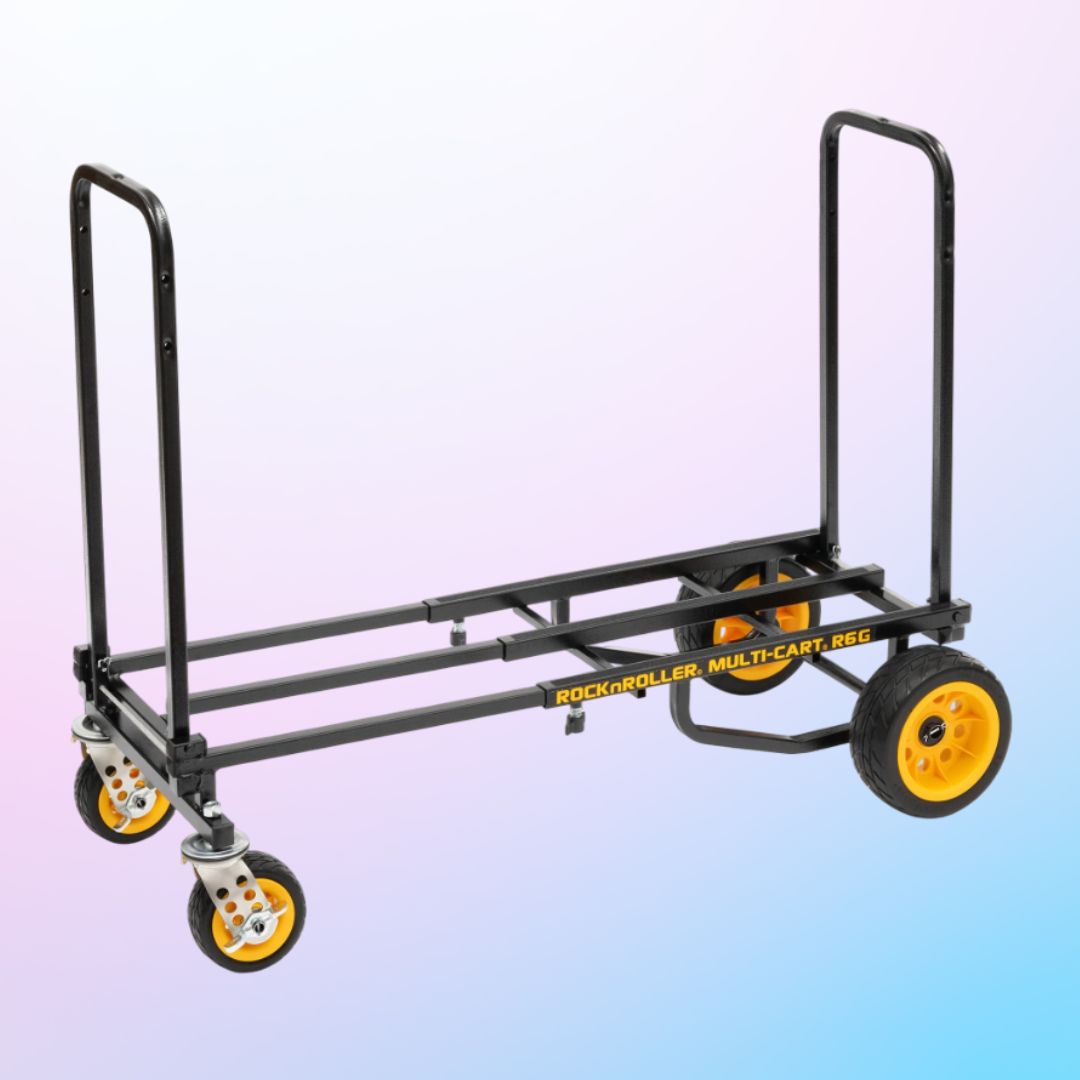 Multifunctional cart with wheels on a gradient background