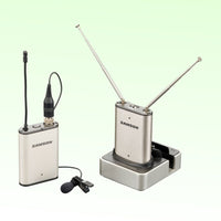 Samson wireless microphone system on a light green background