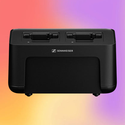 Front view of Sennheiser CHG 70N-C Charger on multicolored background