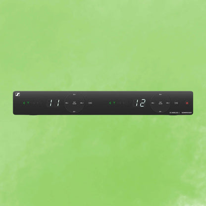 Front view of Sennheiser EM-XSW 1 Dual-A Wireless Receiver on green background