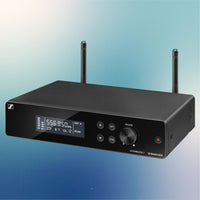 Angled view of Sennheiser EM-XSW 2-A Wireless Receiver on blue background