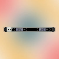 Front view of Sennheiser EW-DX EM 4 DANTE (R1-9) Wireless Receiver on multicolored background