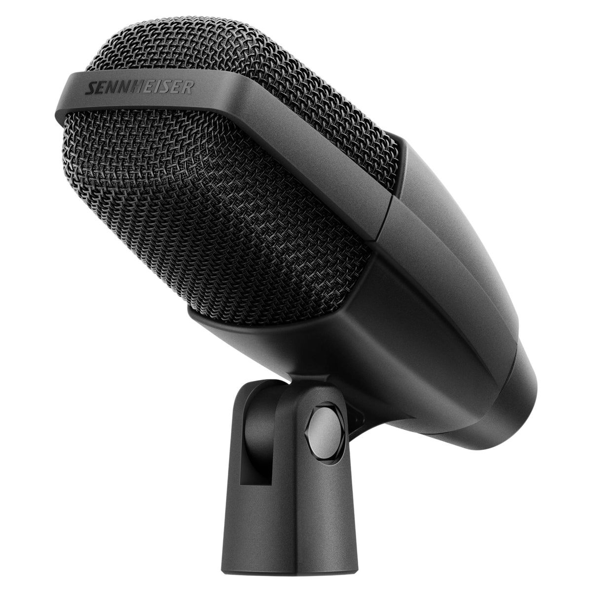 Angled view of Sennheiser MD 421 KOMPAKT Microphone on white background
