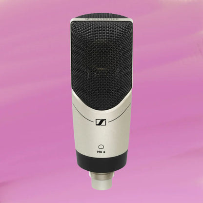 Front view of Sennheiser MK 4 Microphone on pink background