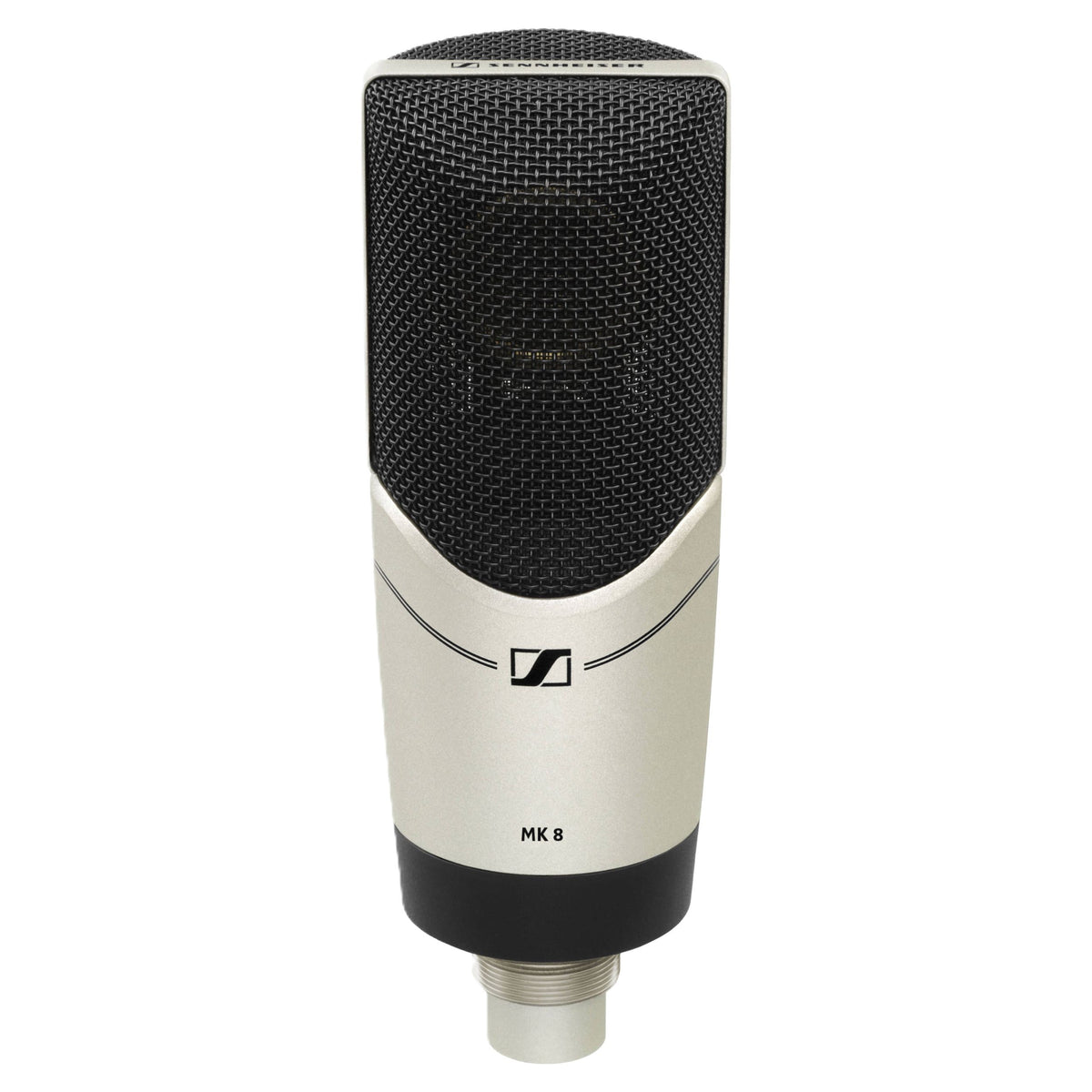 Front view of Sennheiser MK 8 Microphone on white background