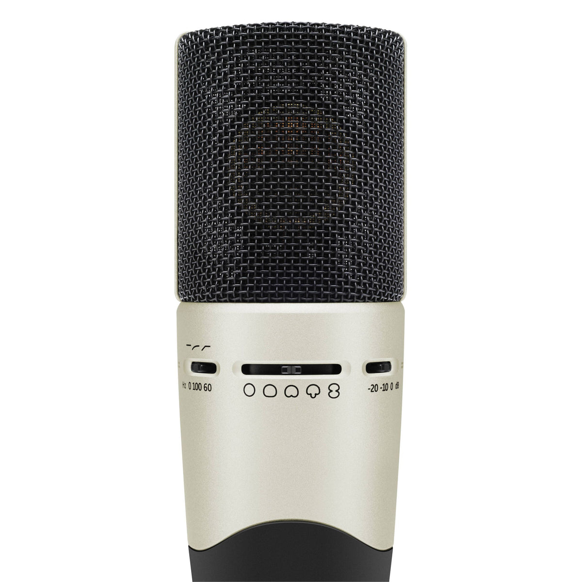 Rear switches view of Sennheiser MK 8 Microphone on white background