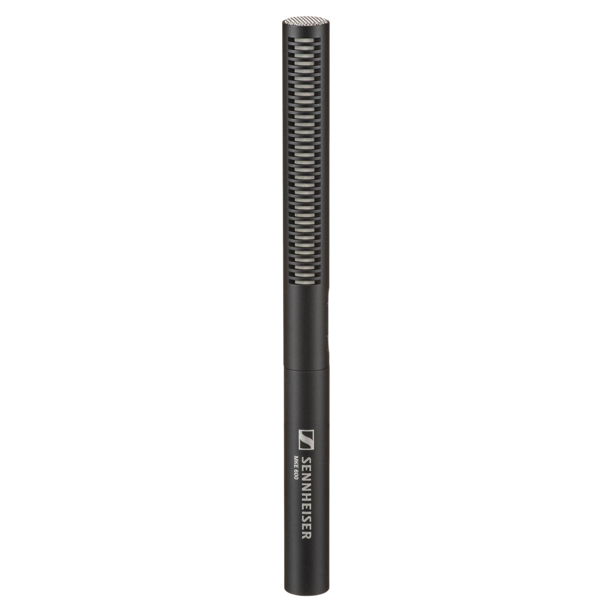 Front view of Sennheiser MKE 600 Shotgun Microphone on white background