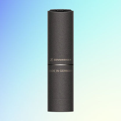 Front view of Sennheiser MKH 8020 Microphone on blue background