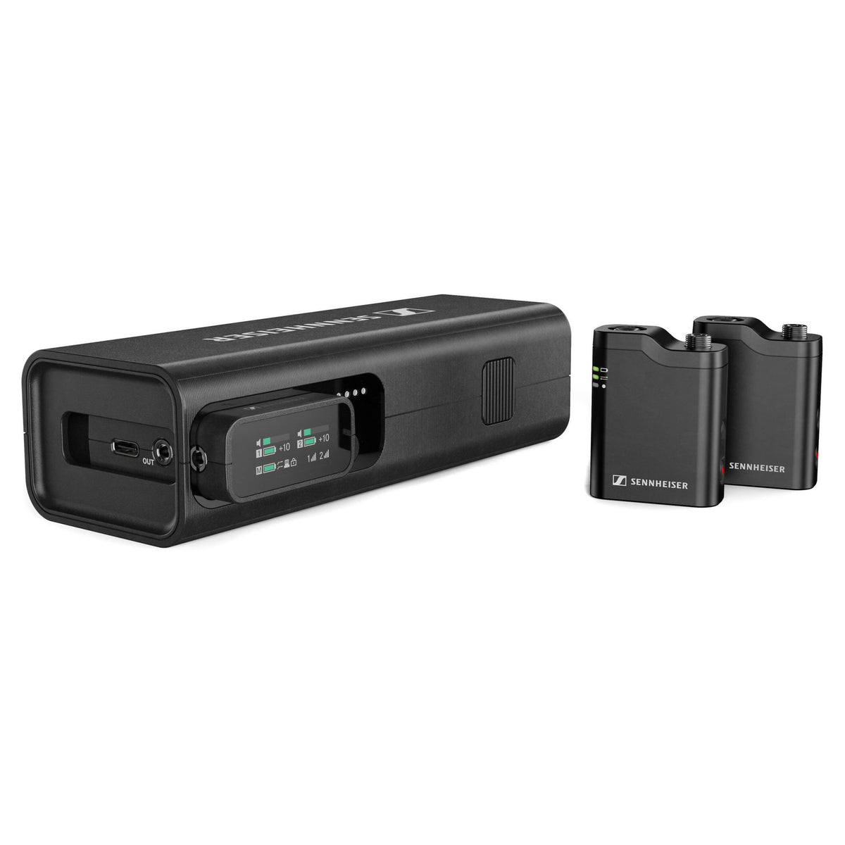 Inclusions of Sennheiser Profile Wireless 2-Channel Set on white background