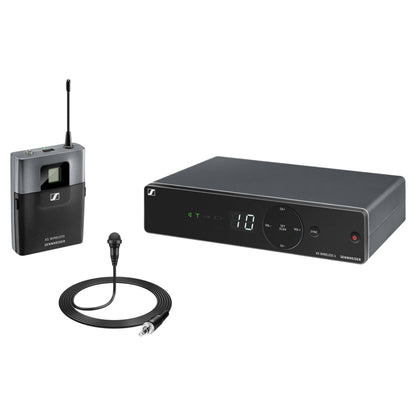 Inclusions of Sennheiser XSW 1-ME2-A Wireless Lavalier System on white background