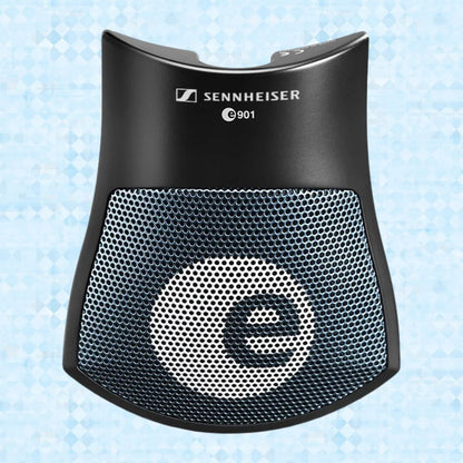 Front view of Sennheiser e 901 Condenser Instrument Microphone on blue background
