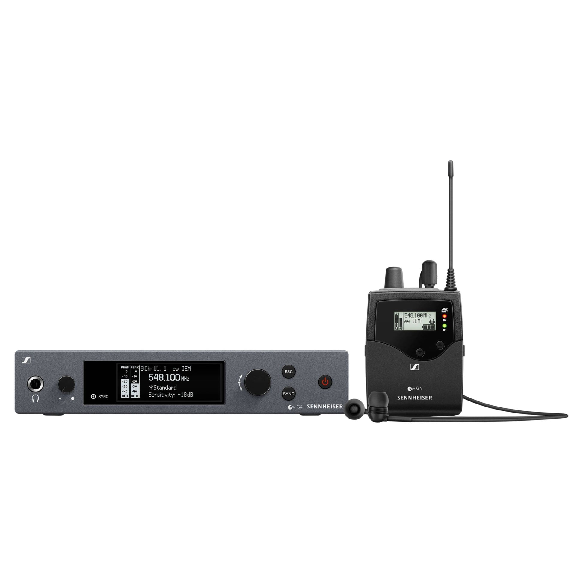 Inclusions of Sennheiser ew IEM G4-G Wireless Stereo In-Ear Monitoring System on white background