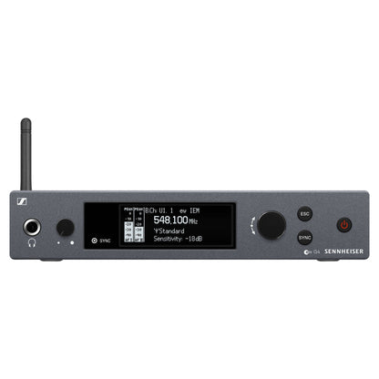 Front view of Sennheiser ew IEM G4-G Wireless Stereo In-Ear Monitoring System Transmitter on white background