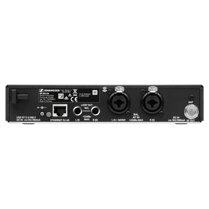 Rear ports view of Sennheiser ew IEM G4-G Wireless Stereo In-Ear Monitoring System Transmitter on white background
