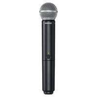 Front view of Shure BLX2/SM58 Handheld Transmitter with SM58 Capsule on white background