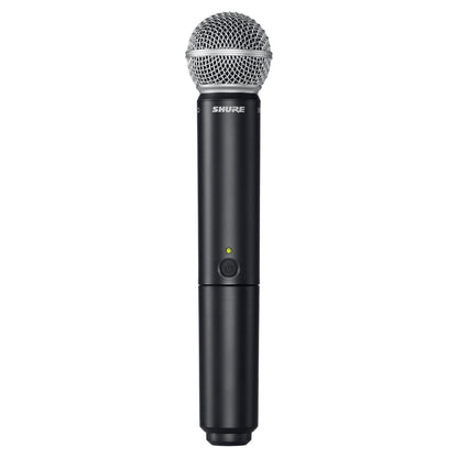 Front view of Shure BLX2/SM58 Handheld Transmitter with SM58 Capsule on white background