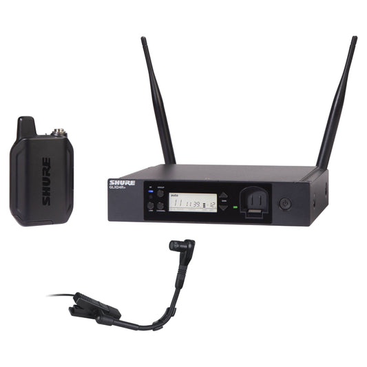Inclusions of Shure GLXD14R+/B98 Digital Wireless Rack System on white background