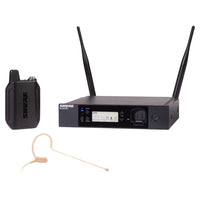 Inclusions of Shure GLXD14R+/MX53 Digital Wireless Rack System on white background