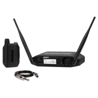 Inclusions of Shure GLXD14+ Digital Wireless Bodypack System on white background