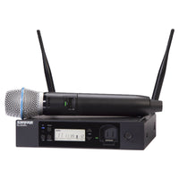 Inclusions of Shure GLXD24R+/B87A Digital Wireless Rack System on white background