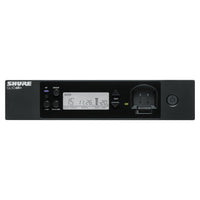 Front view of Shure GLXD4R+ Digital Wireless Dual Band Half-Rack Receiver on white background