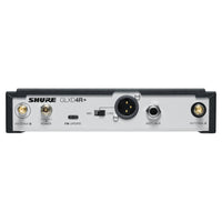 Rear ports view of Shure GLXD4R+ Digital Wireless Dual Band Half-Rack Receiver on white background