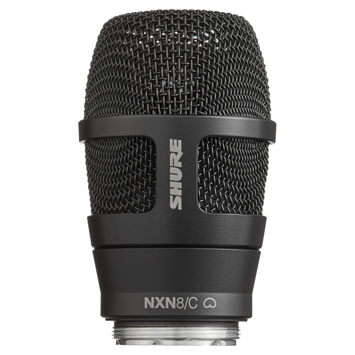 Front view of Shure Nexadyne 8 Microphone Capsule for Wireless Transmitters Cardioid Black on white background
