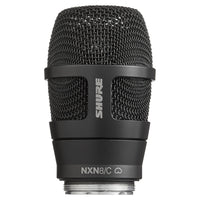 Front view of Shure Nexadyne 8 Microphone Capsule for Wireless Transmitters Cardioid Black on white background