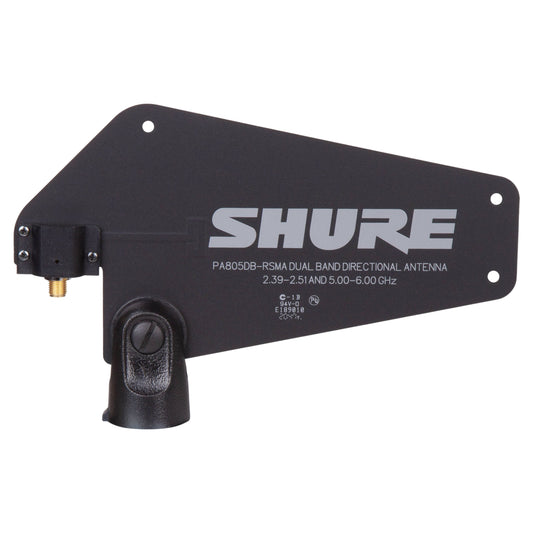 Side view of Shure PA805DB-RSMA Passive Dual Band Directional Antenna on white background