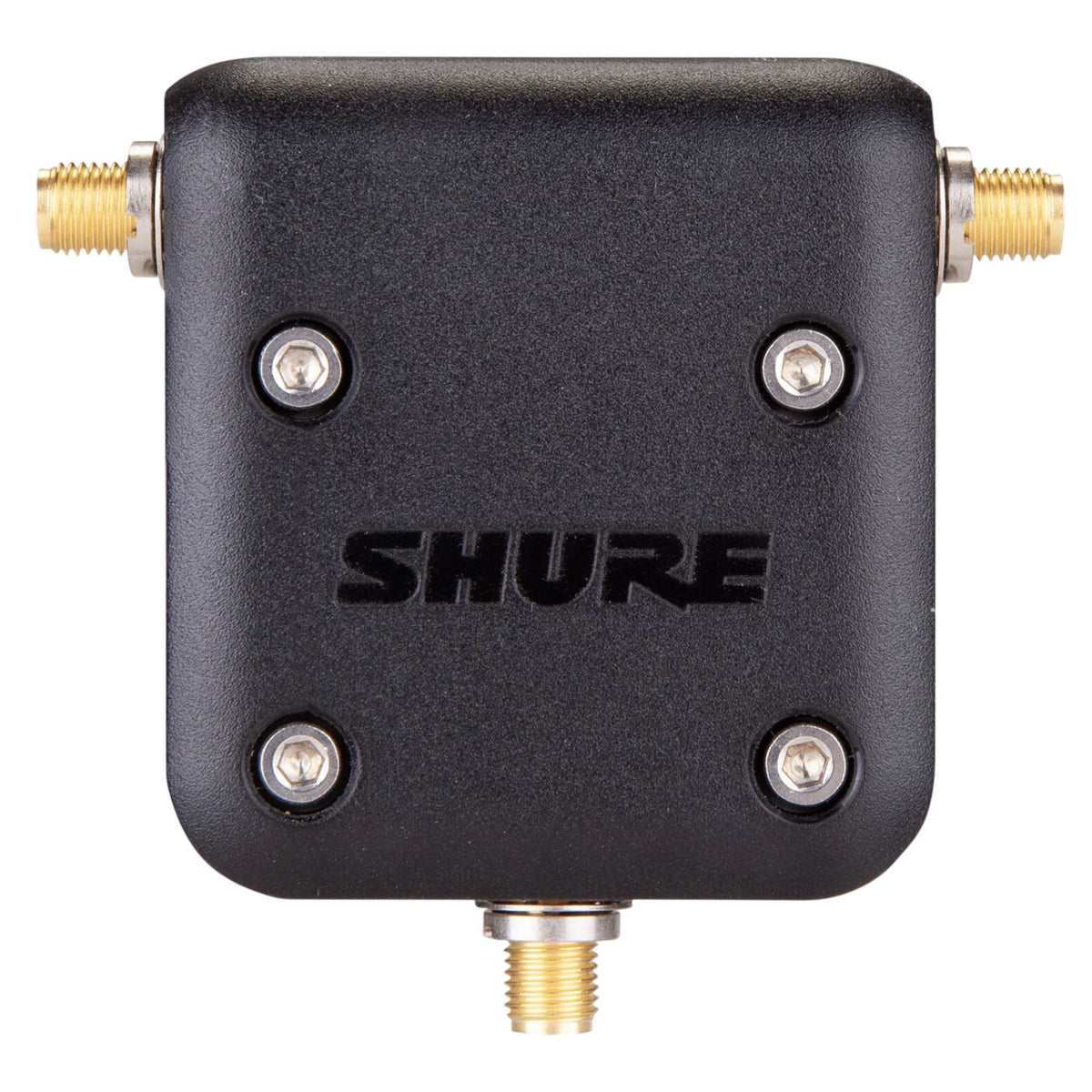 Front view of Shure UA221DB-RSMA Dual Band Passive Antenna Splitter on white background