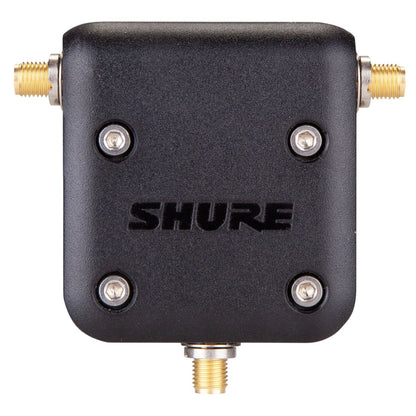 Front view of Shure UA221DB-RSMA Dual Band Passive Antenna Splitter on white background
